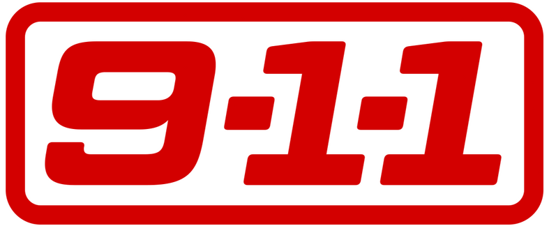 9-1-1 logo Red logo of the number 9-1-1 with a red outline